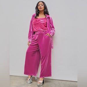 Hot Pink Velvet Two Set